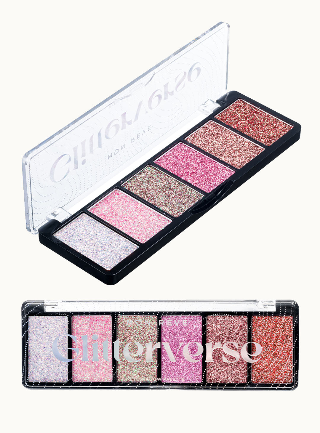 Блестящи сенки за очи палитра с 6 цвята Glitterverse