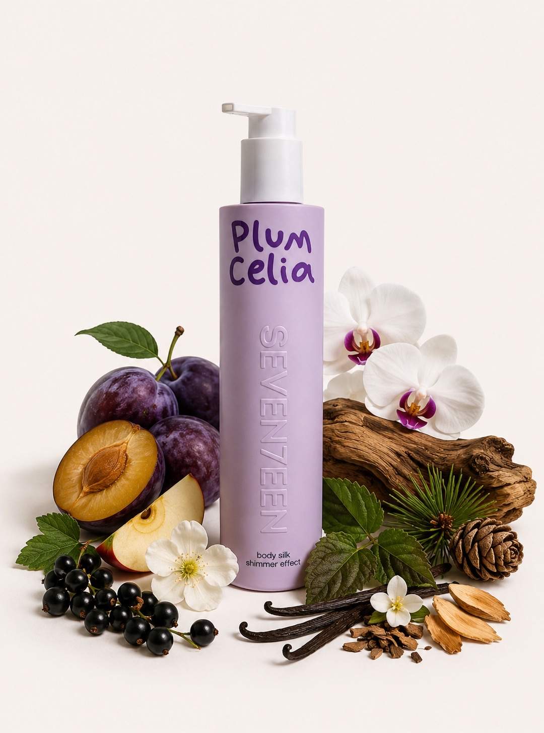 Лосион за тяло  с блестящи частици Plum Celia Body Silk 250ml | Seventeen