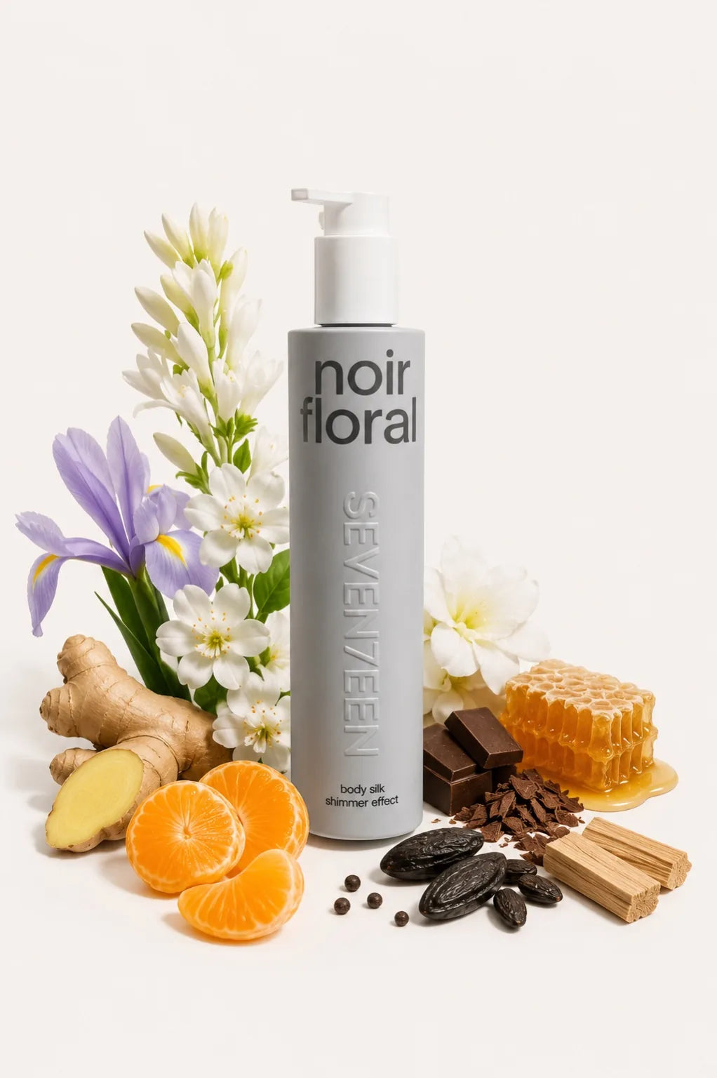 Лосион за тяло с блестящи частици Noir Floral Body Silk 250ml Seventeen