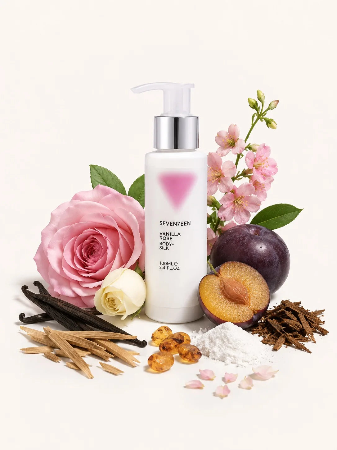 Лосион за тяло с блестящи частици Vanilla Rose Body Silk 100ml Seventeen