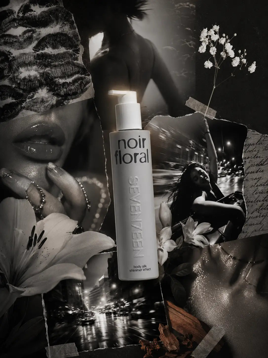 Лосион за тяло с блестящи частици Noir Floral Body Silk 250ml Seventeen