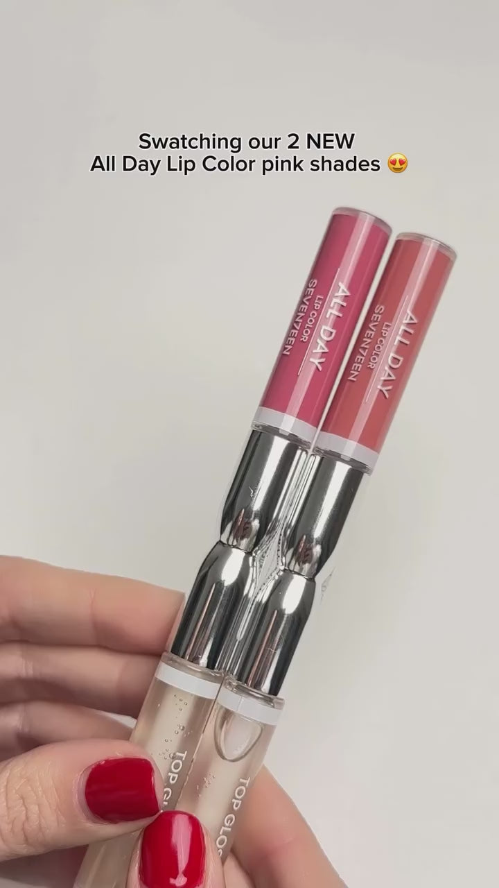 Зареждане на видео Дълготраен гланц за устни All Day Lip Color &amp; Top Gloss