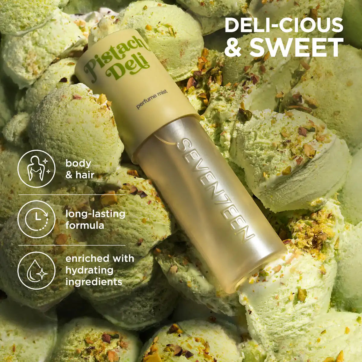 Парфюмен спрей за тяло и коса Pistach Deli Perfume Mist Seventeen